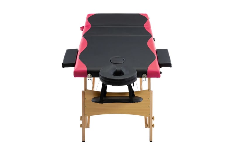 foldbart massagebord 3 zoner træ sort og pink - Sort - Massagebord