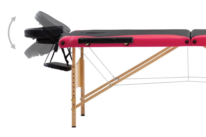 foldbart massagebord 3 zoner træ sort og pink - Sort - Massagebord