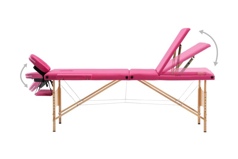 foldbart massagebord 3 zoner træ pink - Lyserød - Massagebord