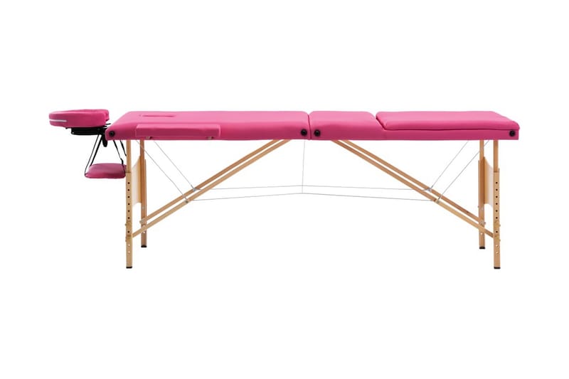 foldbart massagebord 3 zoner træ pink - Lyserød - Massagebord