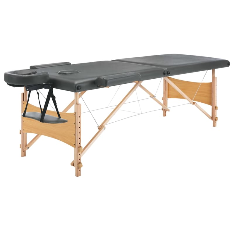 massagebord med 2 zoner træstel antracitgrå 186 x 68 cm - Antracit - Massagebord
