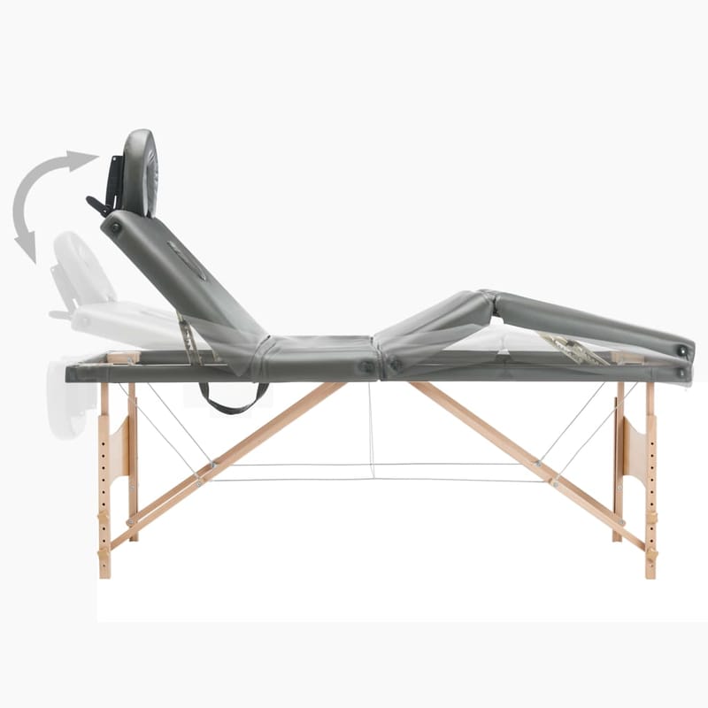 massagebord med 4 zoner træstel 186 x 68 cm antracitgrå - Antracit - Massagebord