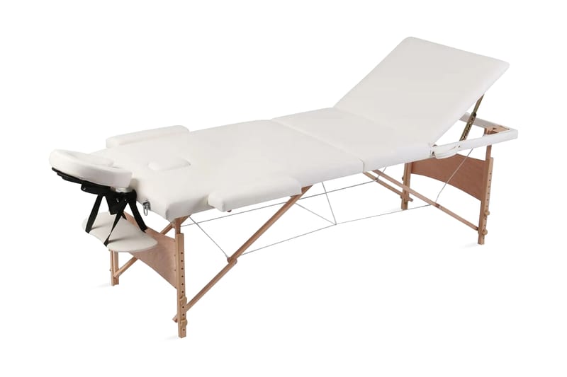 massagebriks sammenfoldelig 3 zoner træstel cremefarvet - Hvid - Massagebord