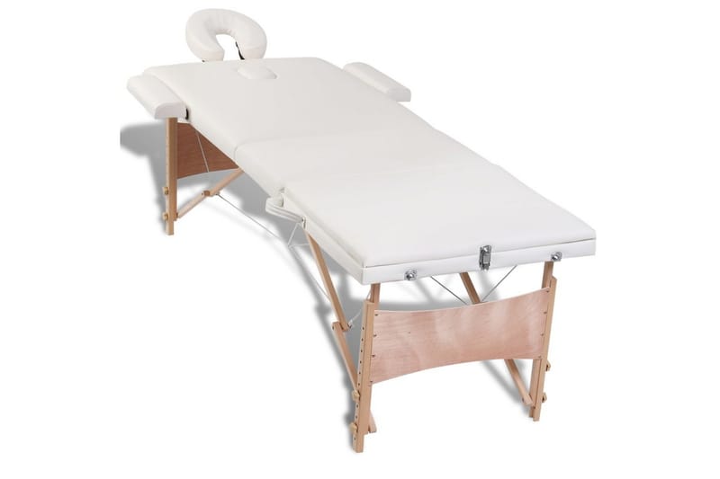 massagebriks sammenfoldelig 3 zoner træstel cremefarvet - Hvid - Massagebord