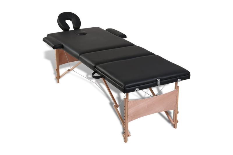 massagebriks sammenfoldelig 3 zoner træstel sort - Sort - Massagebord