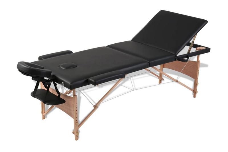 massagebriks sammenfoldelig 3 zoner træstel sort - Sort - Massagebord