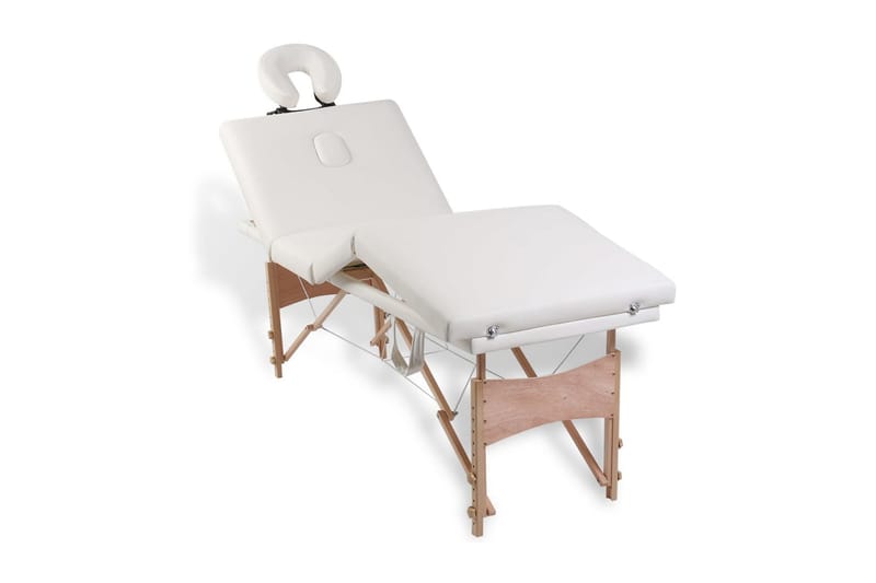 massagebriks sammenfoldelig 4 zoner træstel cremehvid - Hvid - Massagebord