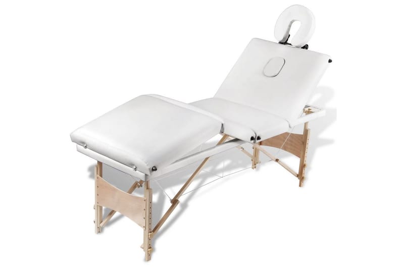 massagebriks sammenfoldelig 4 zoner træstel cremehvid - Hvid - Massagebord