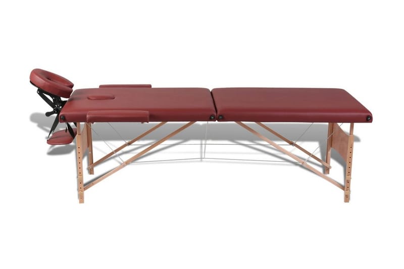 Rød sammefoldeligt massagebord, 2 zoner med træramme - Rød - Massagebord