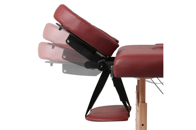 Rød sammefoldeligt massagebord, 2 zoner med træramme - Rød - Massagebord