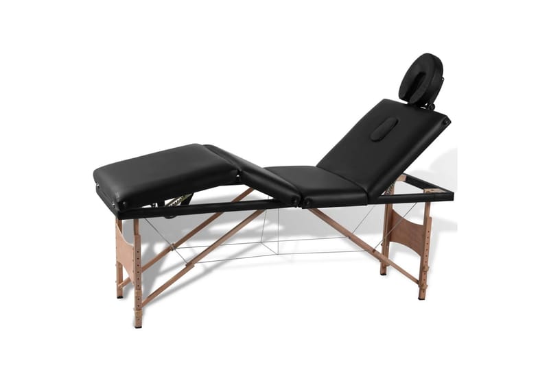 Sort foldbare massagebriks 4 zoner med træramme - Sort - Massagebord