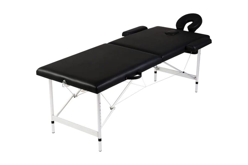 Sort sammenfoldeligt massagebord, 2 zoner m. aluminiumsramme - Sort - Massagebord