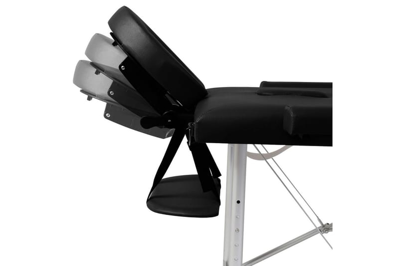 Sort sammenfoldeligt massagebord, 3 zoner m. aluminiumsramme - Sort - Massagebord