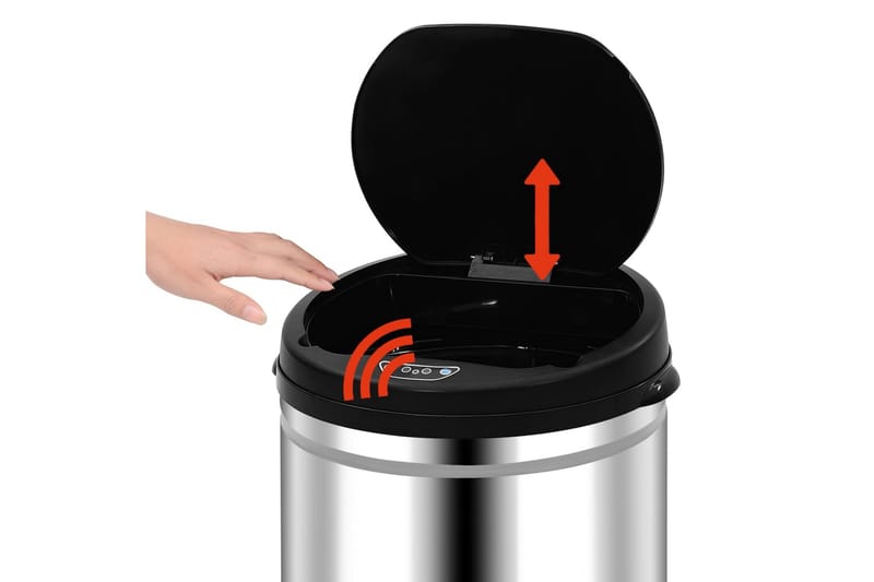 affaldsspand med sensor 30 l rustfrit stål - Sølv - Skraldespand & affaldsbeholder