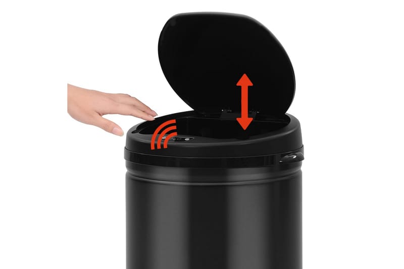 affaldsspand med sensor 40 l kulstofstål sort - Sort - Skraldespand & affaldsbeholder
