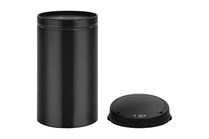 affaldsspand med sensor 50 l kulstofstål sort - Sort - Skraldespand & affaldsbeholder