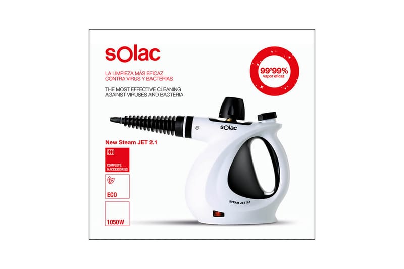 Dampvasker Solac Steam Jet 2.1 1050W - Hvid - Husholdning - Rengøring & tøjpleje - Rengøringsudstyr & rengøringsprodukter - Damprenser