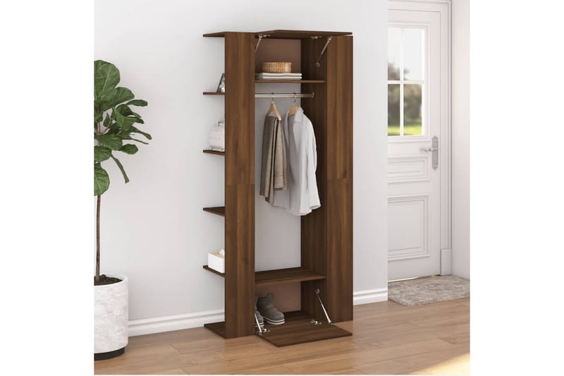 beBasic entrÃ©møbel 97,5x37x99 cm konstrueret træ brun egetræsfarve - Brun - Opbevaring - Tøjopbevaring - Knagerækker - Tøjstativ