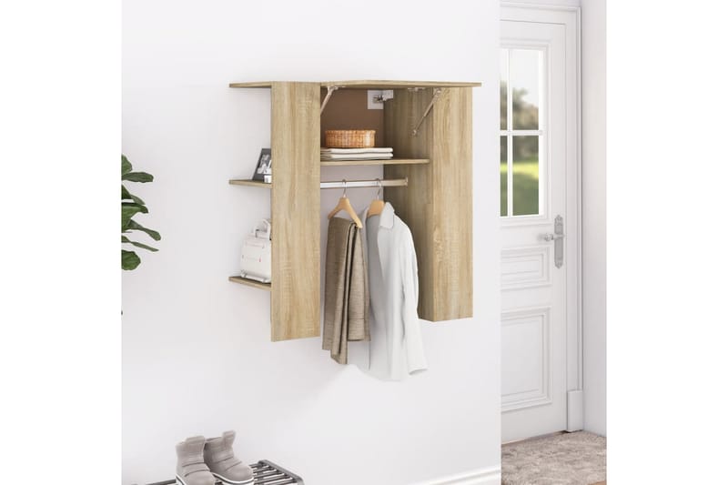 beBasic entrÃ©møbel 97,5x37x99 cm konstrueret træ sonoma-eg - Brun - Opbevaring - Tøjopbevaring - Knagerækker - Tøjstativ