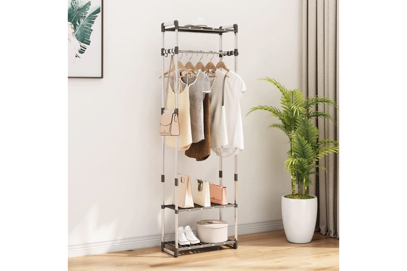 beBasic tøjstativ 3 niveauer 59x29x192 cm aluminium sølvfarvet - SÃ¸lv - Opbevaring - Tøjopbevaring - Knagerækker - Tøjstativ