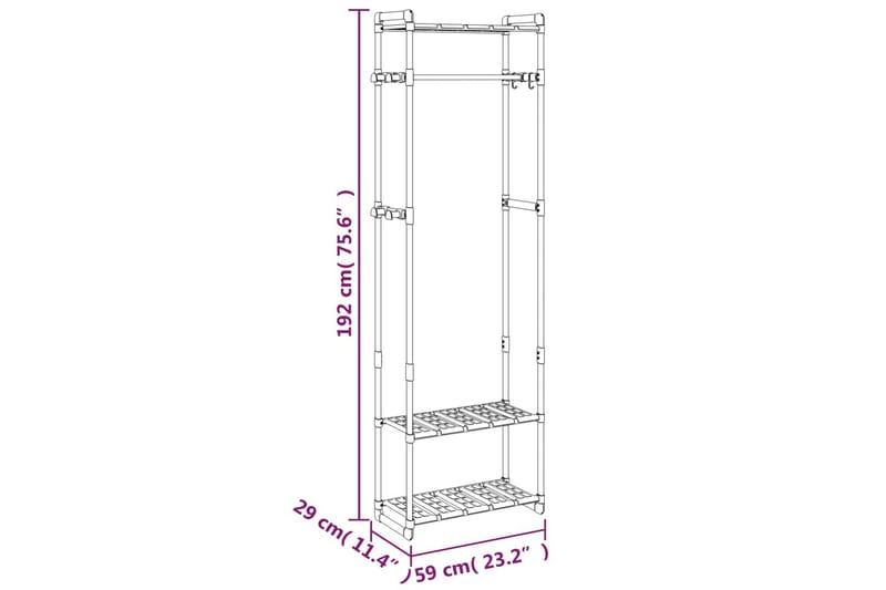 beBasic tøjstativ 3 niveauer 59x29x192 cm aluminium sølvfarvet - SÃ¸lv - Opbevaring - Tøjopbevaring - Knagerækker - Tøjstativ