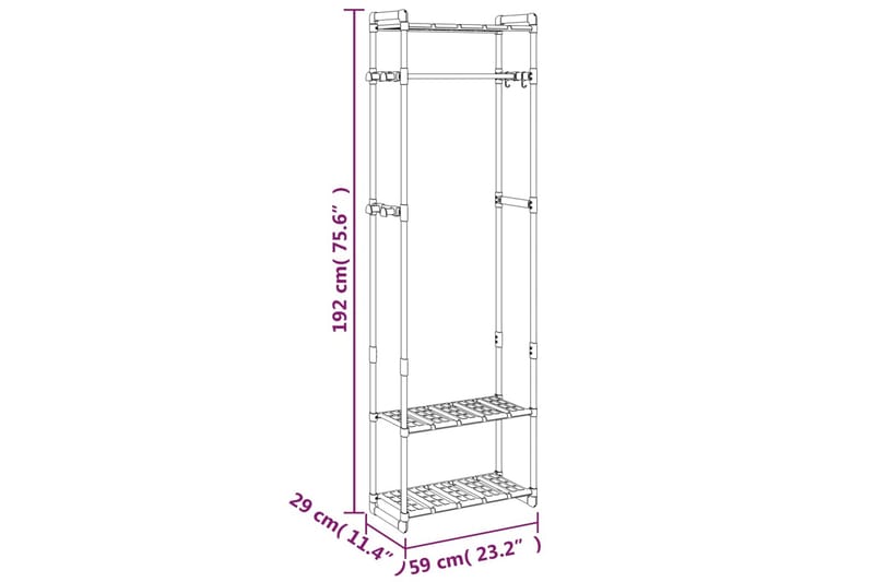 beBasic tøjstativ 3 niveauer 59x29x192 cm aluminium sølvfarvet - SÃ¸lv - Tøjstativ - Tørrestativ - Knagerækker
