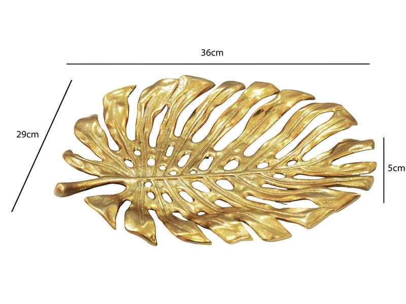 Ivora dekorationsskål Monstera i aluminium - guld - Husholdning - Servering & opdækning - Bakker & fade