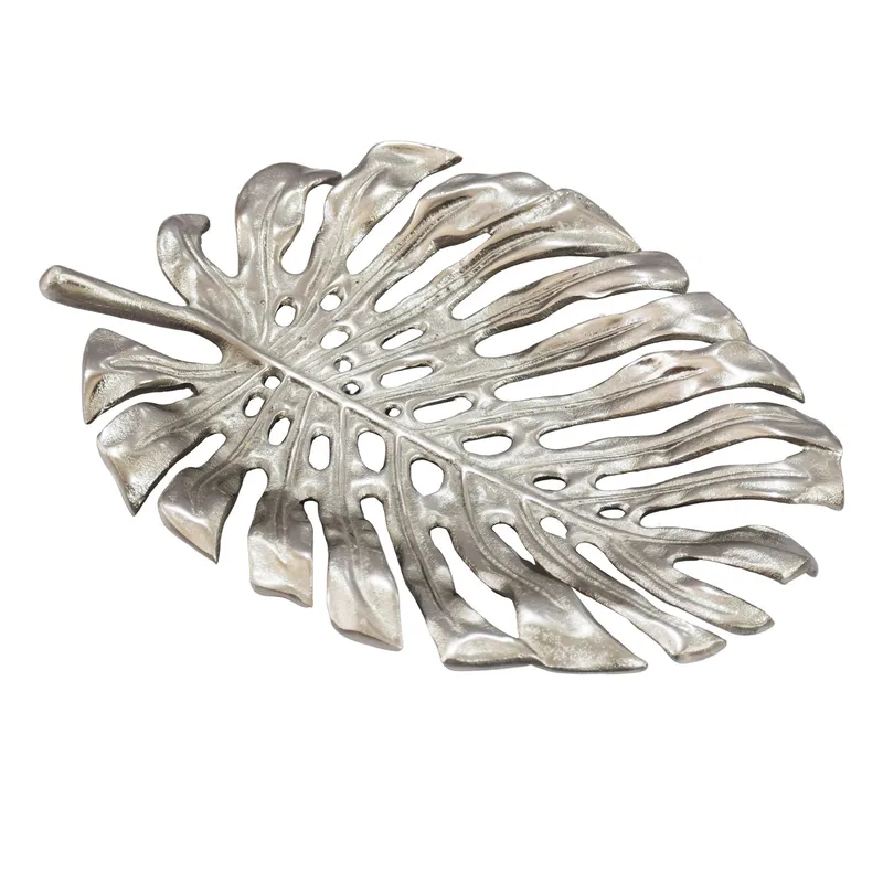 Ivora dekorationsskål Monstera i aluminium, sølv
