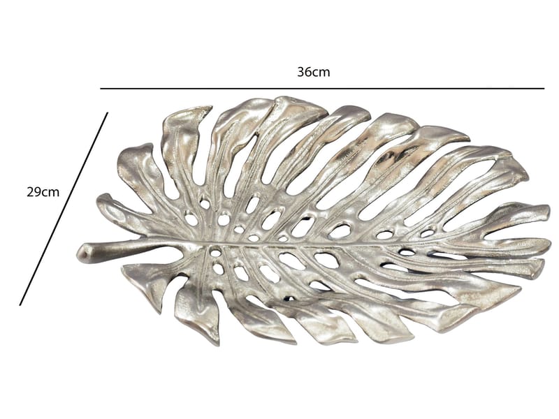 Ivora dekorationsskål Monstera i aluminium - sølv - Husholdning - Servering & opdækning - Bakker & fade