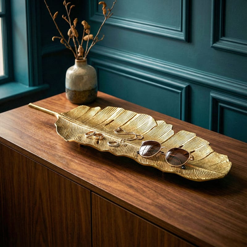 Kelvik dekorationsskål Blad i aluminium - guld - Husholdning - Servering & opdækning - Bakker & fade