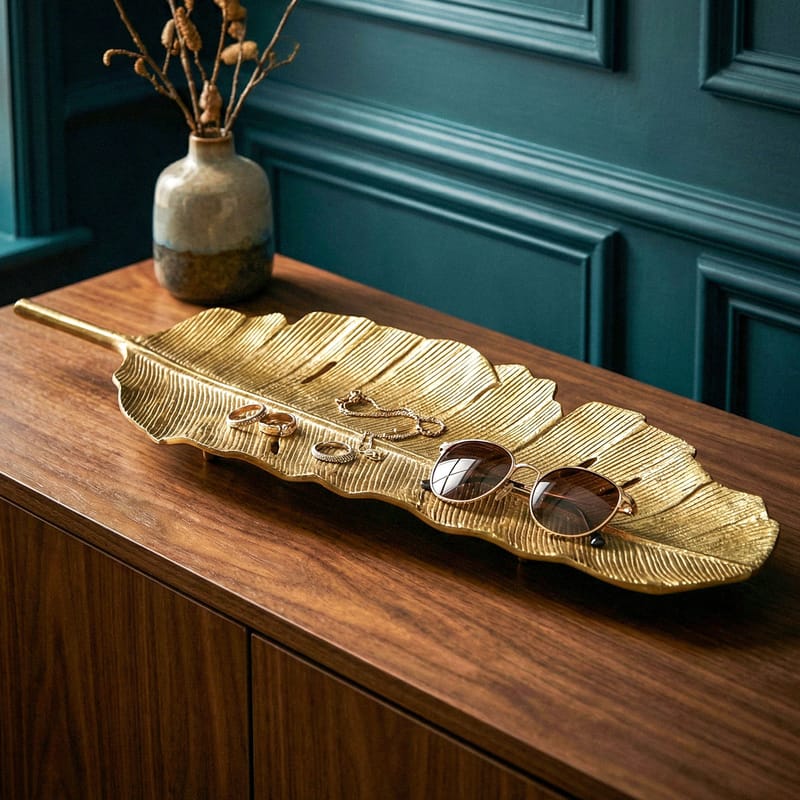 Kelvik dekorationsskål Blad i aluminium - guld - Husholdning - Servering & opdækning - Bakker & fade