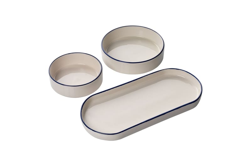 Morgenmadssæt (14 dele) Opviq Cleo Shelf (32 x 29 x 30 cm) Blå Hvid - blå og hvid - Husholdning - Servering & opdækning - Bakker & fade