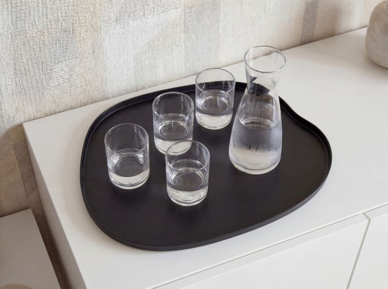 Ralven dekorationsfad 35 cm i metal med organisk design - mat sort - Husholdning - Servering & opdækning - Bakker & fade