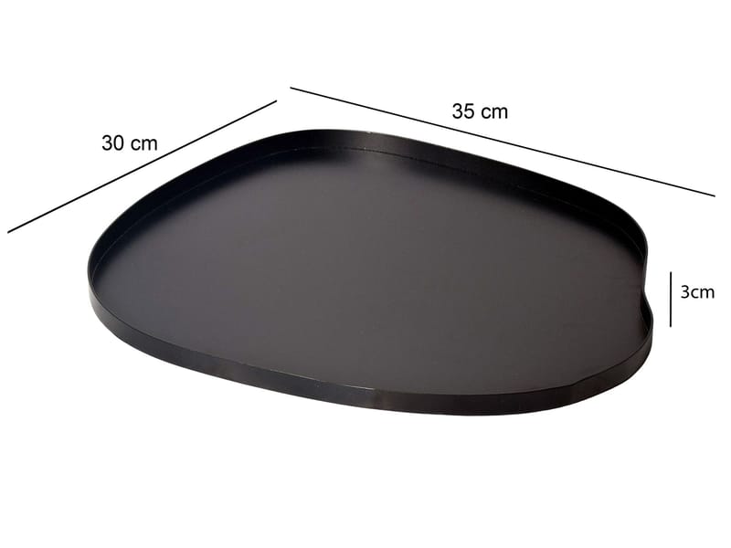 Ralven dekorationsfad 35 cm i metal med organisk design - mat sort - Husholdning - Servering & opdækning - Bakker & fade
