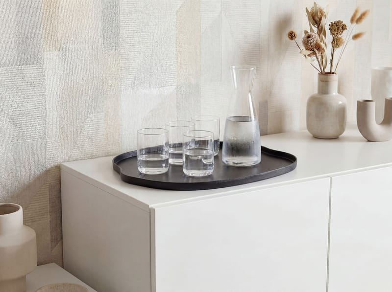 Ralven dekorationsfad 35 cm i metal med organisk design - mat sort - Husholdning - Servering & opdækning - Bakker & fade