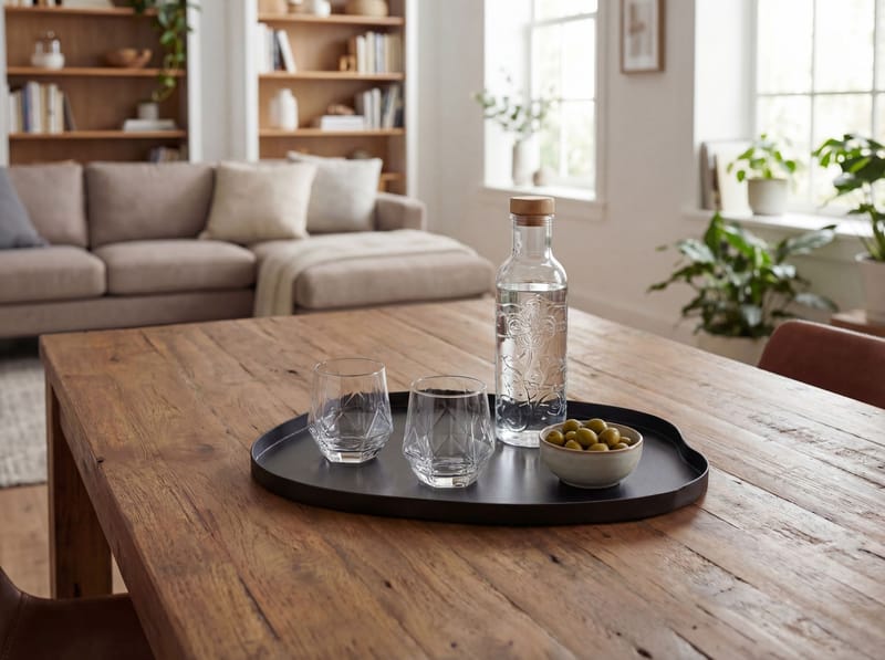 Ralven dekorationsfad 50 cm i metal med organisk design - mat sort - Husholdning - Servering & opdækning - Bakker & fade