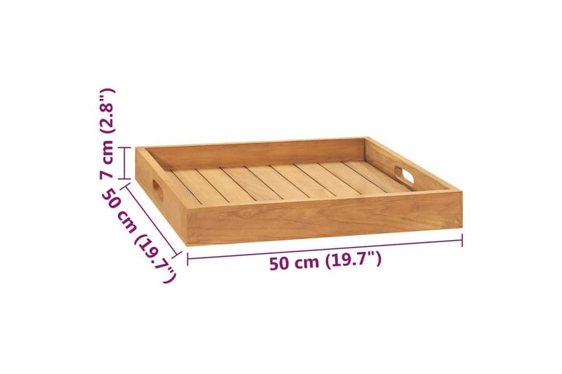 serveringsbakke 50x50 cm massivt teaktræ - Brun - Husholdning - Servering & opdækning - Bakker & fade - Serveringsbakker