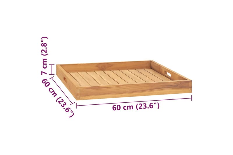 serveringsbakke 60x60 cm massivt teaktræ - Brun - Husholdning - Servering & opdækning - Bakker & fade - Serveringsbakker