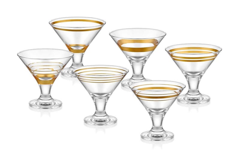 Glassæt 6 stk - Guld - Cocktailglas - Glas