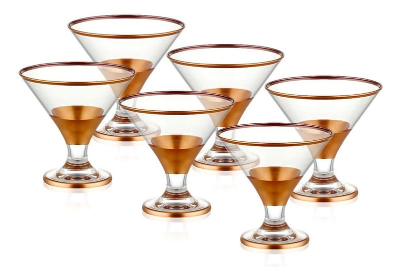 Glassæt 6 stk - Rose guld - Cocktailglas - Glas