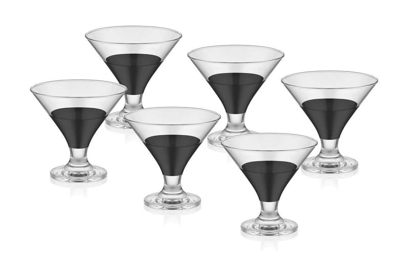 Glassæt 6 stk - Sort - Cocktailglas - Glas