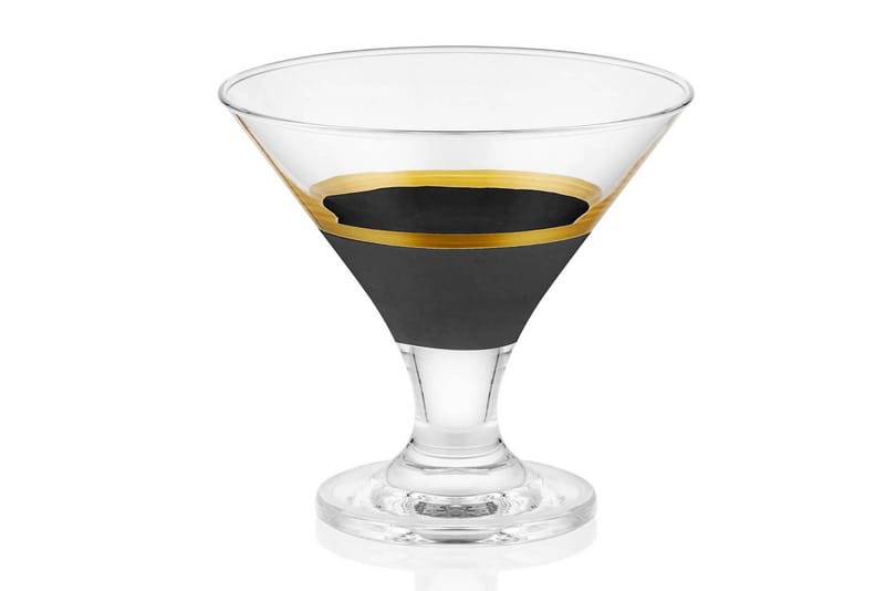 Glass Sæt 6 stk - Sort/Guld - Cocktailglas - Glas