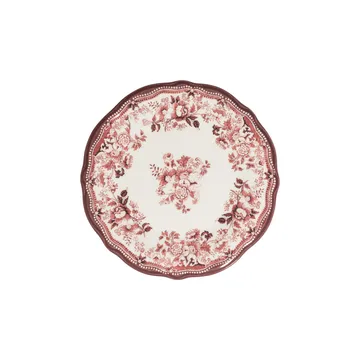 Ildvik middagsstel (24 dele) 32x36x41 cm - Hvid og bordeaux - Husholdning - Servering & opdækning - Porcelæn