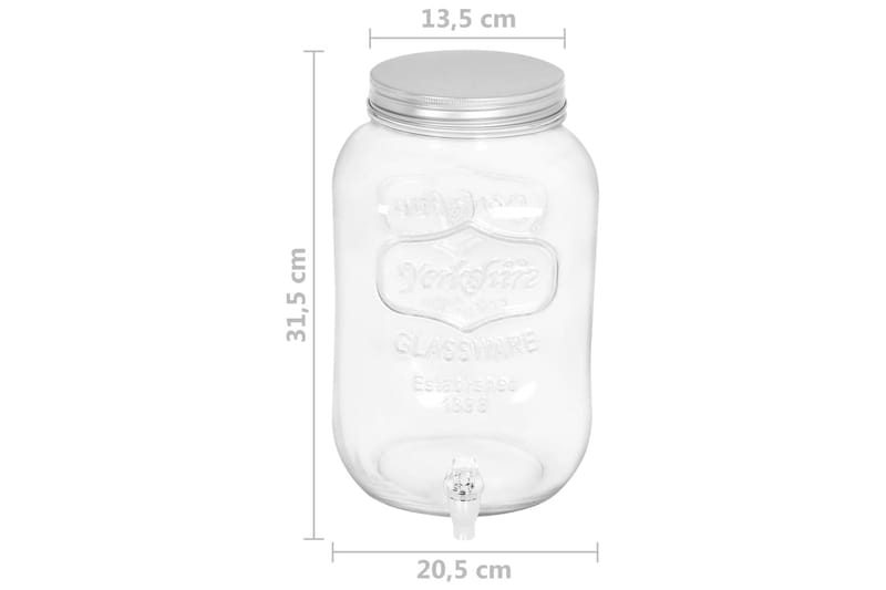 drikkevaredispensere 2 stk. 8050 ml glas - gennemsigtig - Vandbeholder med hane - Kander og karafler