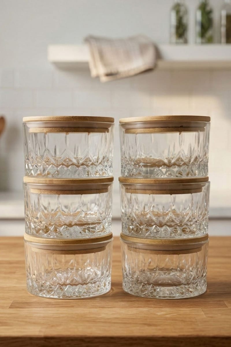 Opbevaringskassesæt (6 dele) Opviq Cleo Shelf (10 x 10 x 6 cm) effaf - Transparent - Husholdning - Servering & opdækning - Kander og karafler - Glasflaske
