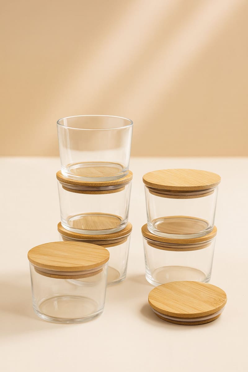 Sæt med opbevaringsbokse (12 dele) Opviq Cleo Shelf (8 x 8 x 5 cm) Transparent Eg - Transparent eg - Husholdning - Servering & opdækning - Kander og karafler - Glasflaske