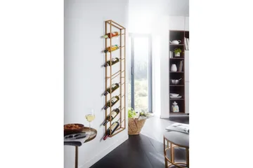 Vinstativ Wohnling vægmonteret, plads til 8 flasker, pulverlakeret metal, industriel loftstil Guld - Guld - Opbevaring - Hylder & Reoler - Opbevaringshylde - Vinstativ & vinhylde