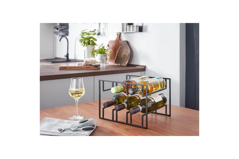 Vinstativ Wohnling Pulverlakeret metal plads til 6 flasker moderne - Opbevaring - Hylder & Reoler - Opbevaringshylde - Vinstativ & vinhylde