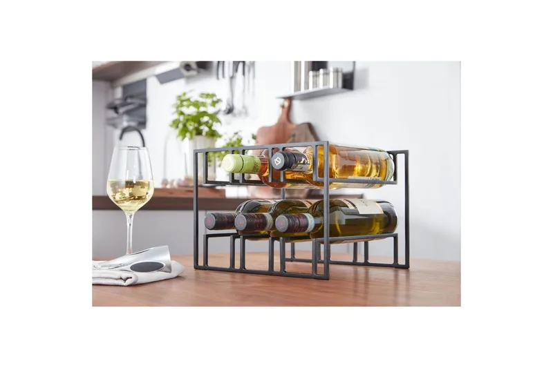 Vinstativ Wohnling Pulverlakeret metal plads til 6 flasker moderne - Opbevaring - Hylder & Reoler - Opbevaringshylde - Vinstativ & vinhylde