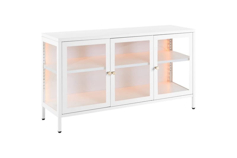 Vitrineskab med LED Newport Hvid - Hvid - Husholdning - Servering & opdækning - Kander og karafler - Glasflaske
